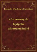 List otwarty do krytyków ultramontańskich - ebook