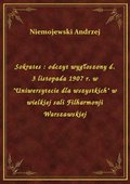 Sokrates : odczyt wygłoszony d. 3 listopada 1907 r. w "Uniwersytecie dla wszystkich" w wielkiej sali Filharmonji Warszawskiej - ebook