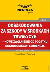 : Odszkodowania za szkody w środkach trwałych - nowe zwolnienie od podatku dochodowego i ewidencja - ebook