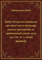 : Krótki historyczno-statystyczny opis miast i wsi w dzisiejszym powiecie krotoszynskim od najdawniejszych czasów aż po rok 1794. [T. 1, Obwód kobyliński] - ebook